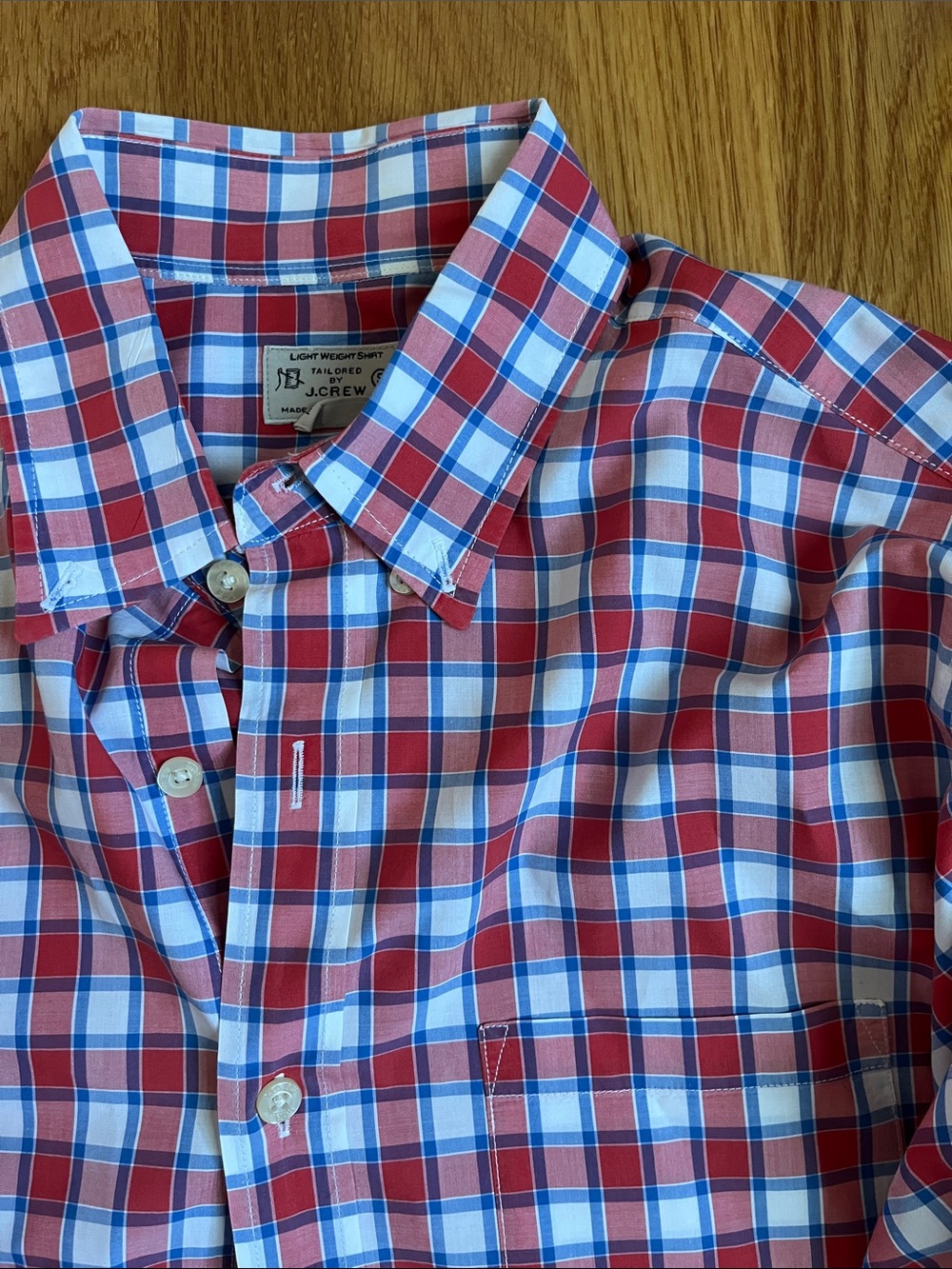 J. Crew Men's Red and Blue Plaid Button-Down Shirt